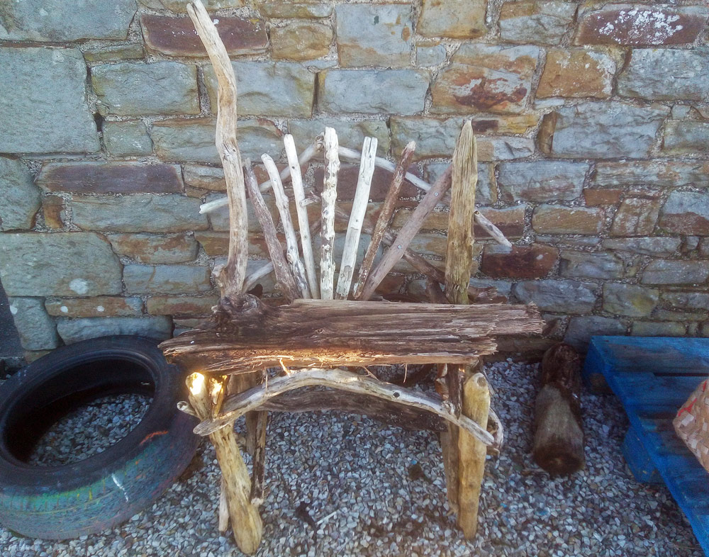 Driftwood bench