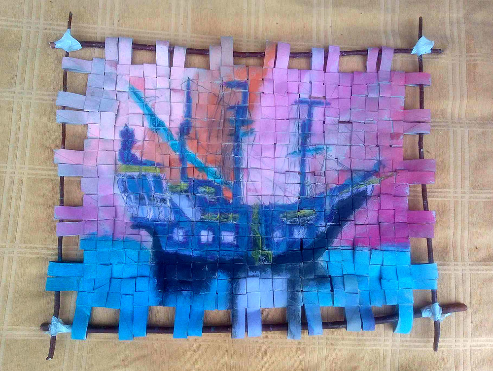 Ship on woven canvas #1